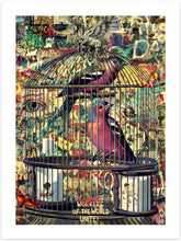 Birds in Cage - original kunst fra Helt Sort Galleri