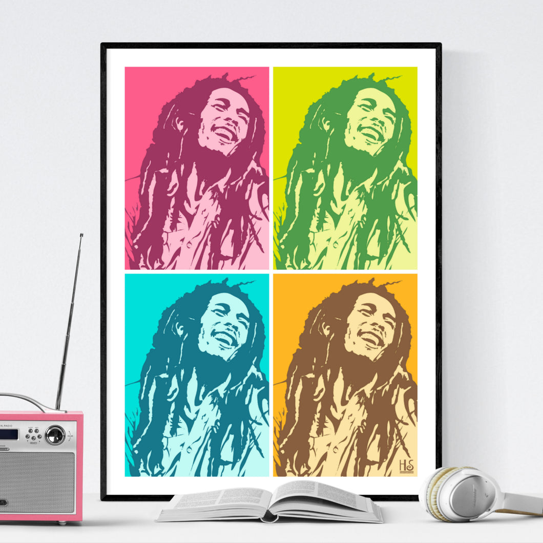 Bob Marley - pop art kunstværk af Helt Sort