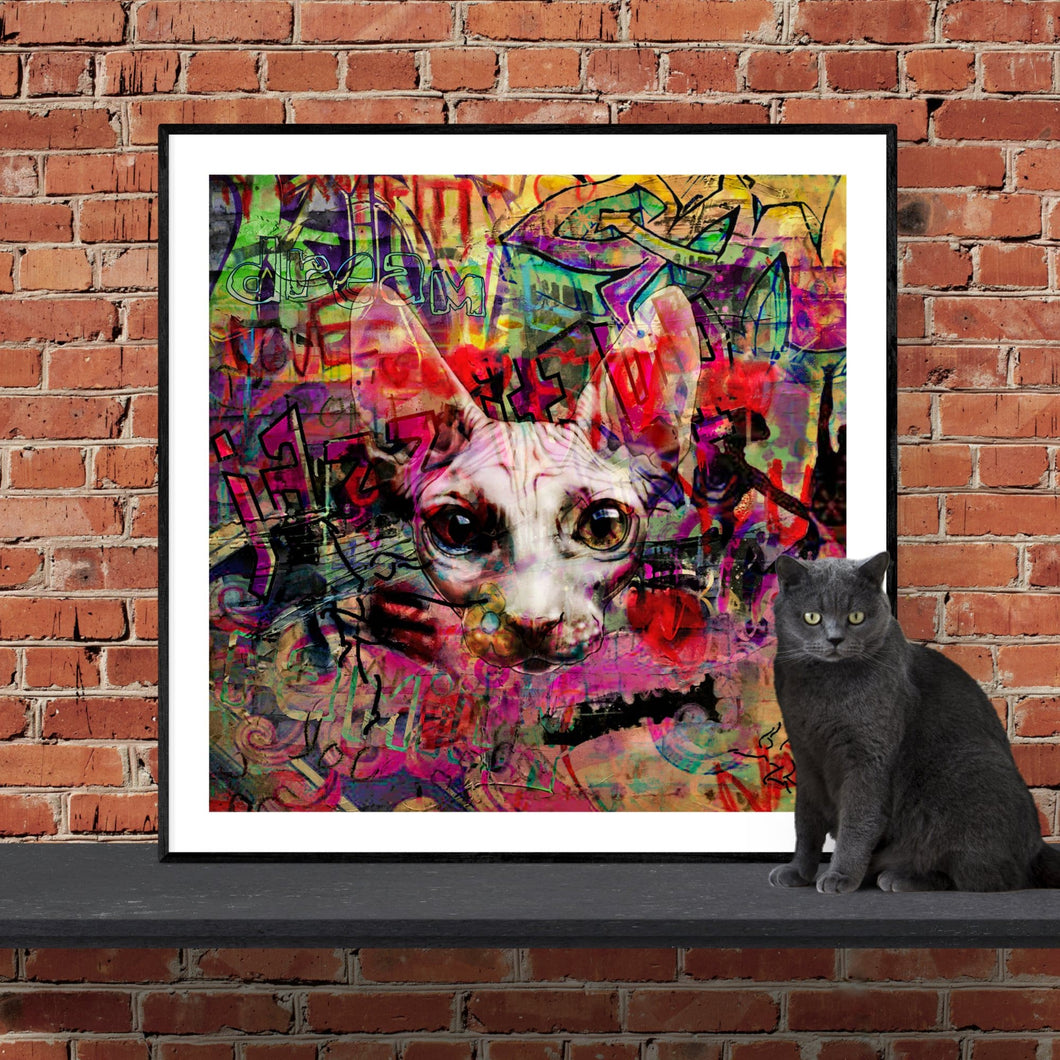 The Graffiti Cat - pop art kunst af Helt Sort
