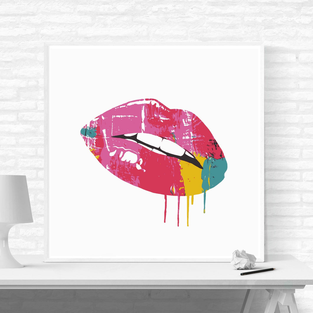 Dripping Lips - pop art kunstværk af Helt Sort