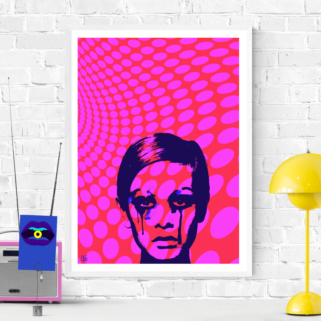 Iconic Twiggy - pop art kunstværk af Helt Sort